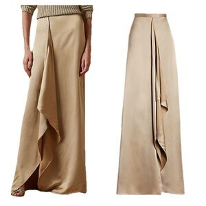 Ralph Lauren Collection Purple Label Cascade Ruffle Satin Maxi Skirt Pencil 6 S
